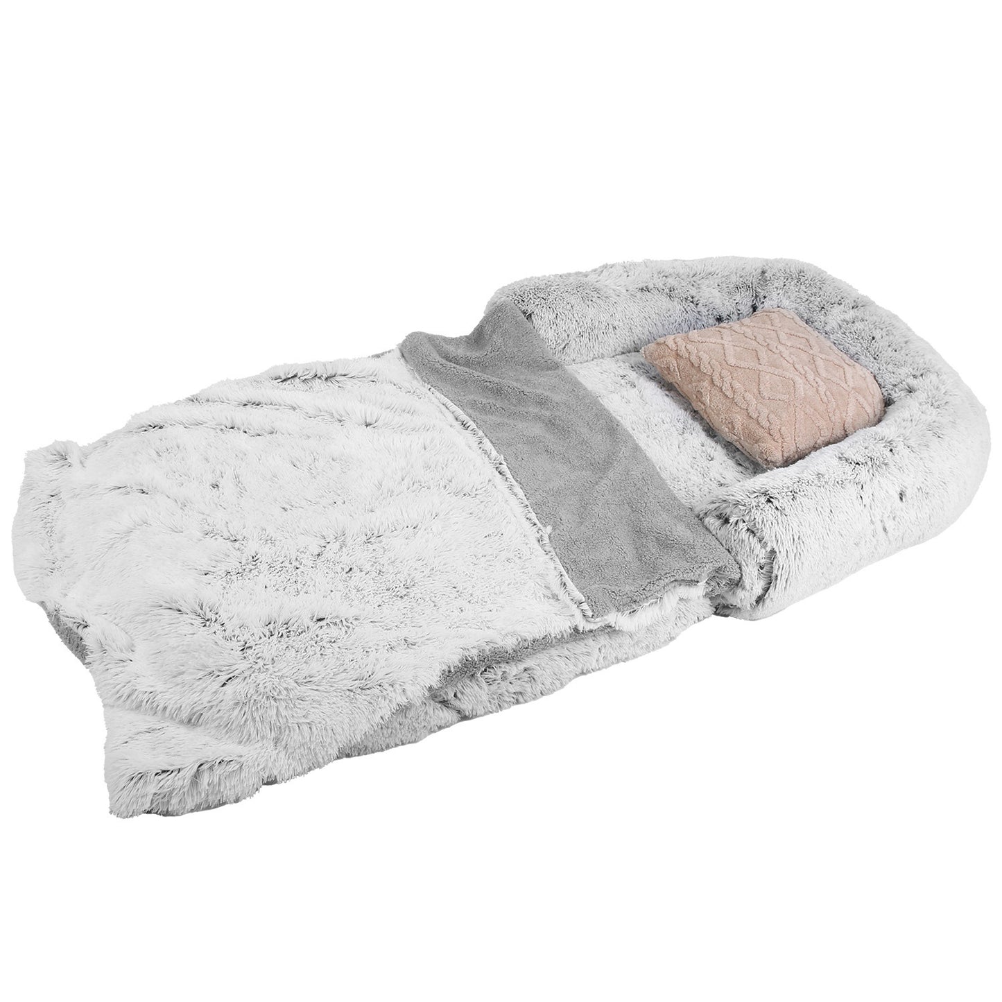 1Pc Large Foldable Human Size Dog Bed With Pillow Blanket