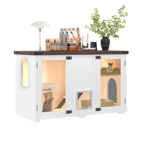 Large Cat Litter Box Enclosure With LED Light