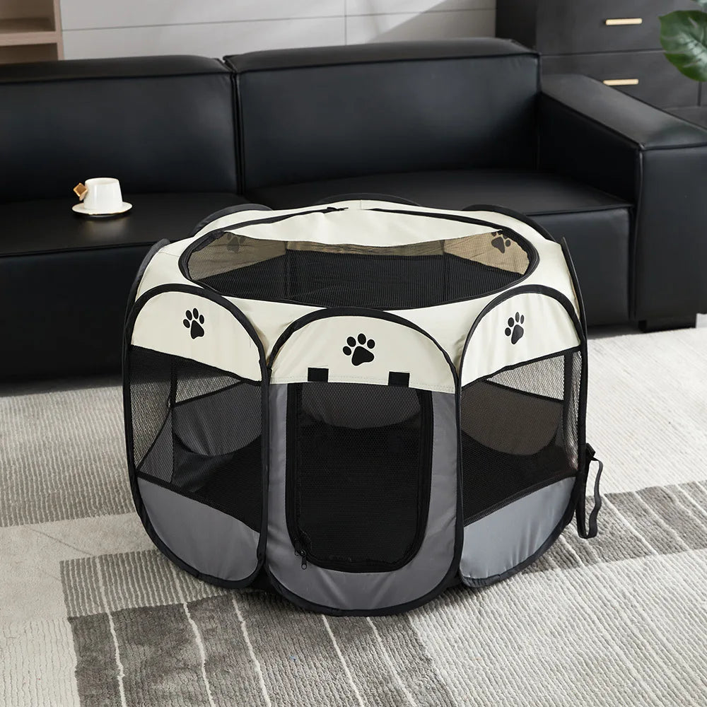 Durable Foldable Pet Tent and Octagonal Cat House - Portable Outdoor Dog Kennel and Fencing Solution