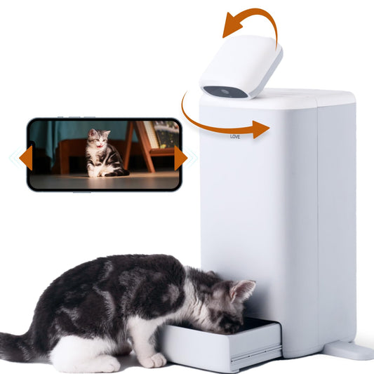 Smart Automatic Cat Feeder with 1080P HD Camera, Two-Way Audio, Night Vision, Portion Control, and Laser Teasing Feature