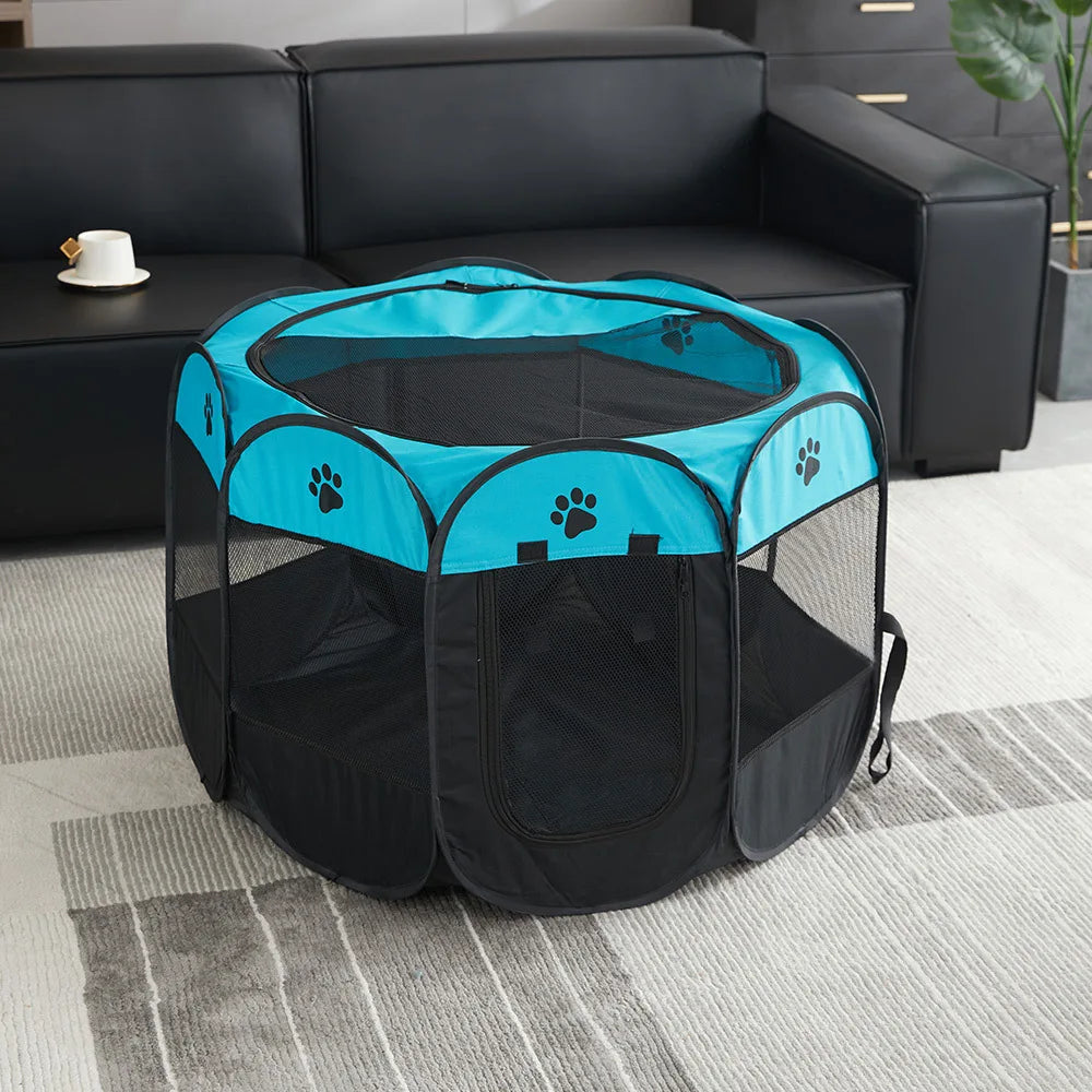 Durable Foldable Pet Tent and Octagonal Cat House - Portable Outdoor Dog Kennel and Fencing Solution