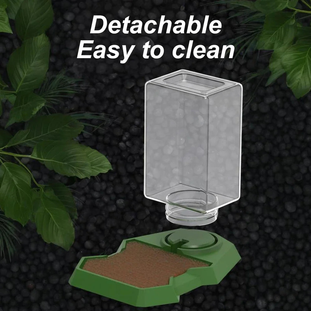 Automatic Reptile Feeder and Corner Water Bowl with Integrated Water Bottle for Small Pets, Including Turtles, Lizards, and Geckos