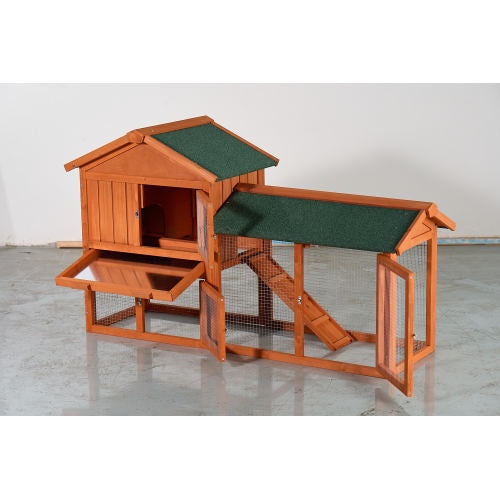 Large Wooden 2 Story Outdoor Rabbit Hutch With Asphalt Roof