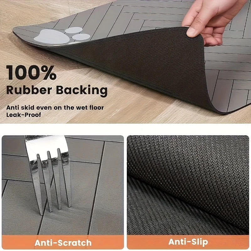 Waterproof Absorbent Pet Feeding Mat with Quick-Drying Technology and Non-Slip Rubber Base for Dogs and Cats