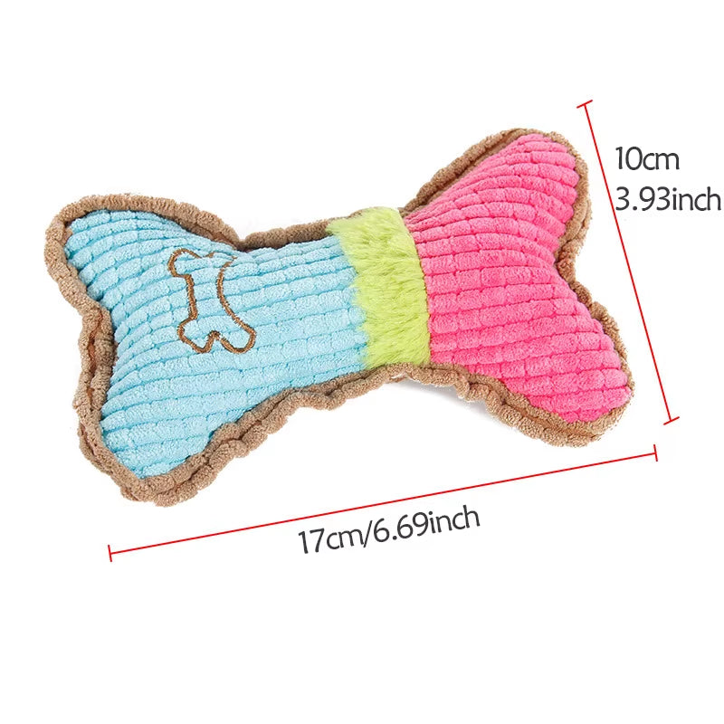 Plush Squeaky Dog Chew Toy - Bone-Shaped Design for Small to Medium Breeds, Perfect for Aggressive Chewers and Dental Health