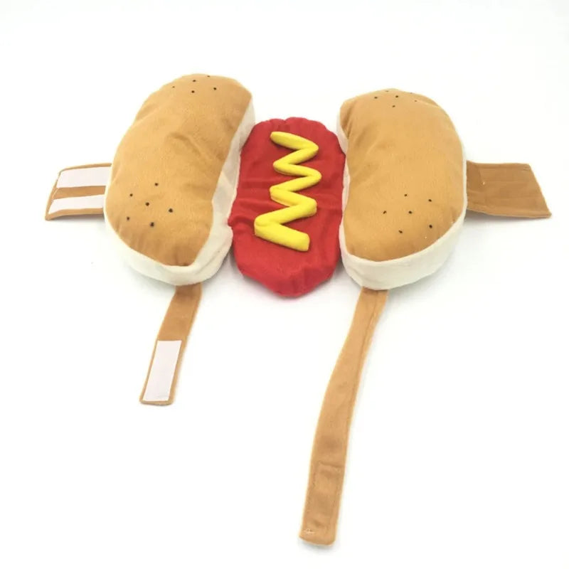 Dachshund-Inspired Hot Dog Halloween Costume - Adjustable Pet Apparel for Cats and Dogs