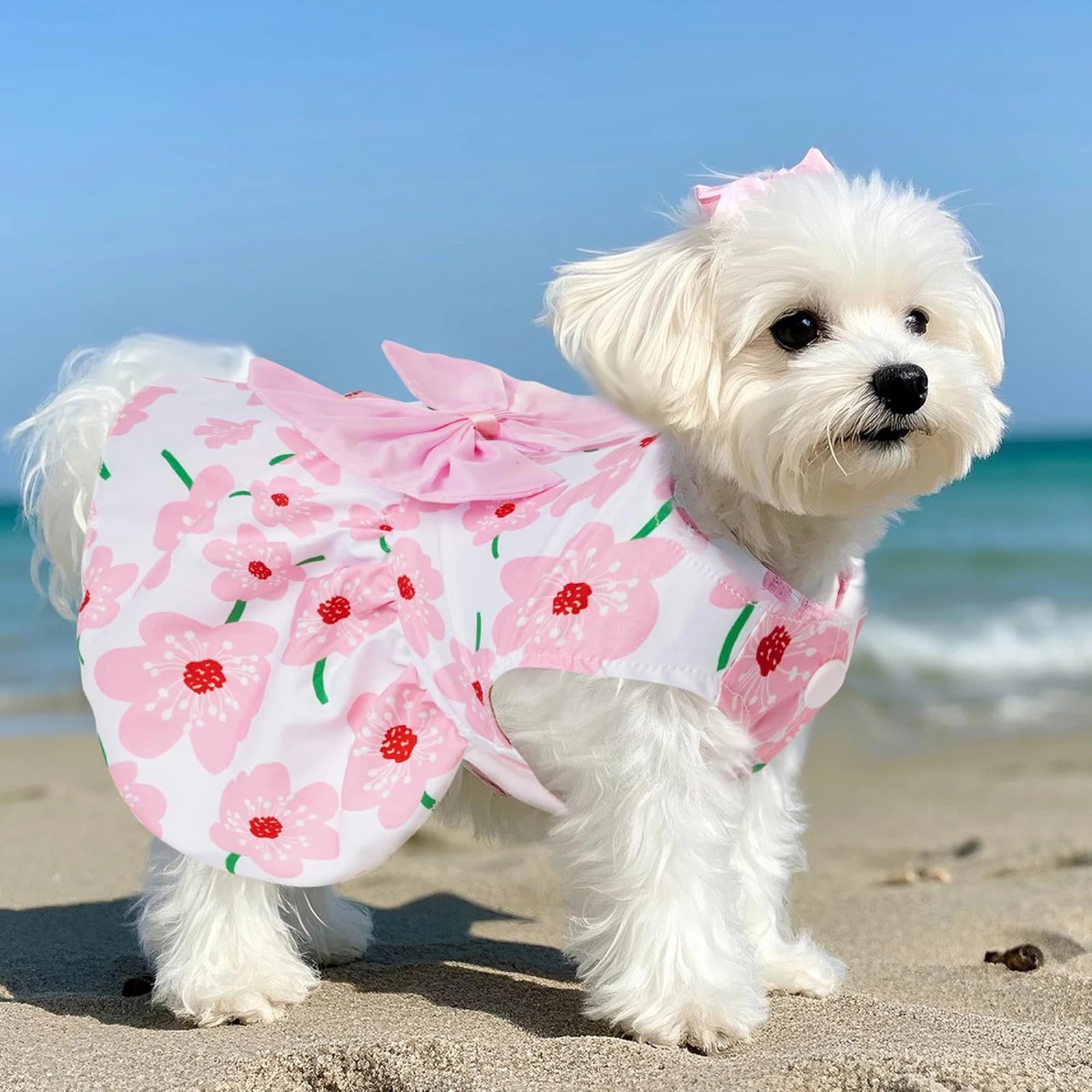 Elegant Floral Bow Pet Costume - Festival Attire for Dogs and Cats