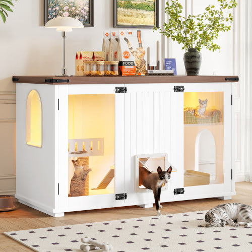 Large Cat Litter Box Enclosure With LED Light