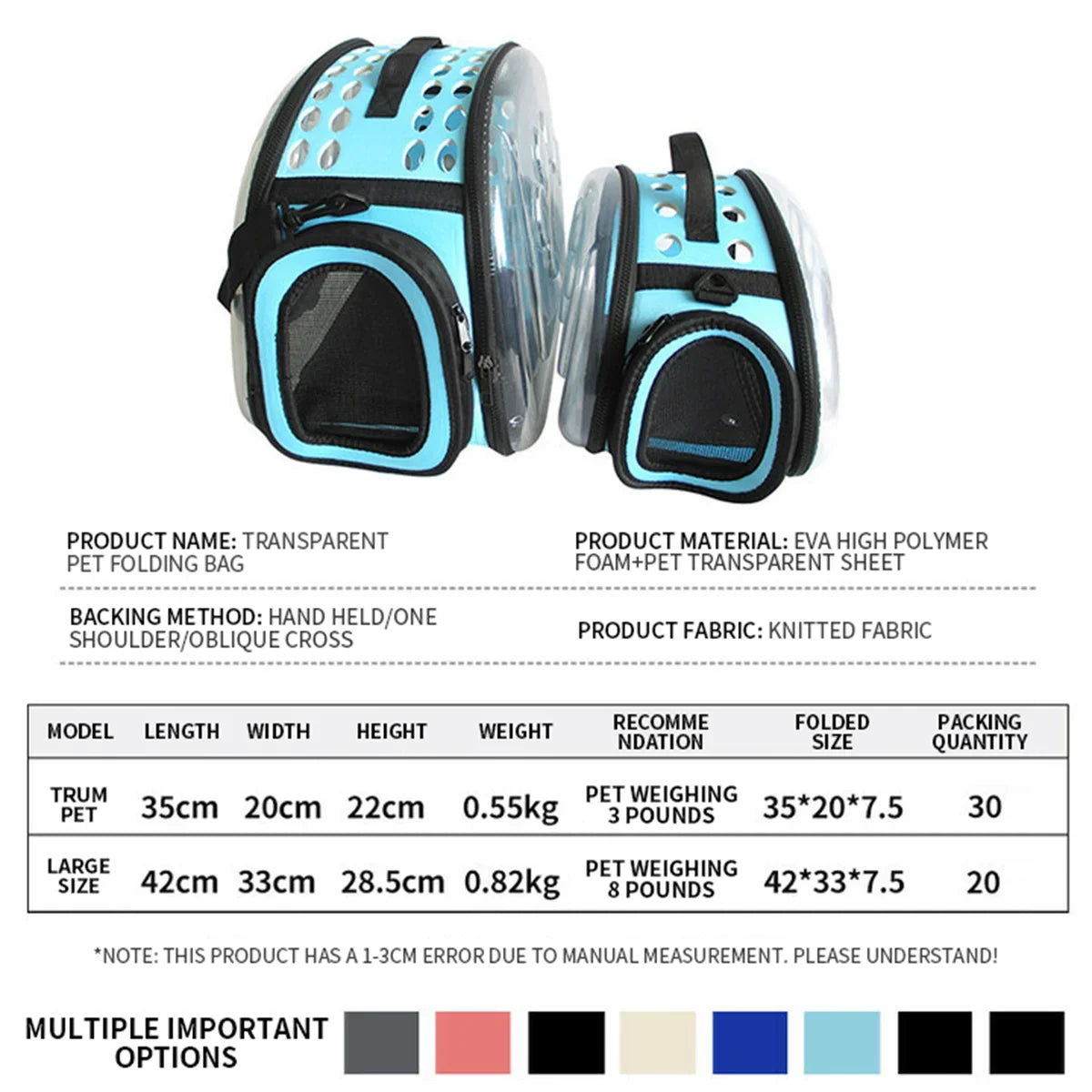 Premium Pet Shoulder Carrier for Cats and Dogs - Breathable Travel Handbag with Transparent Capsule Design and Convenient Shoulder Strap