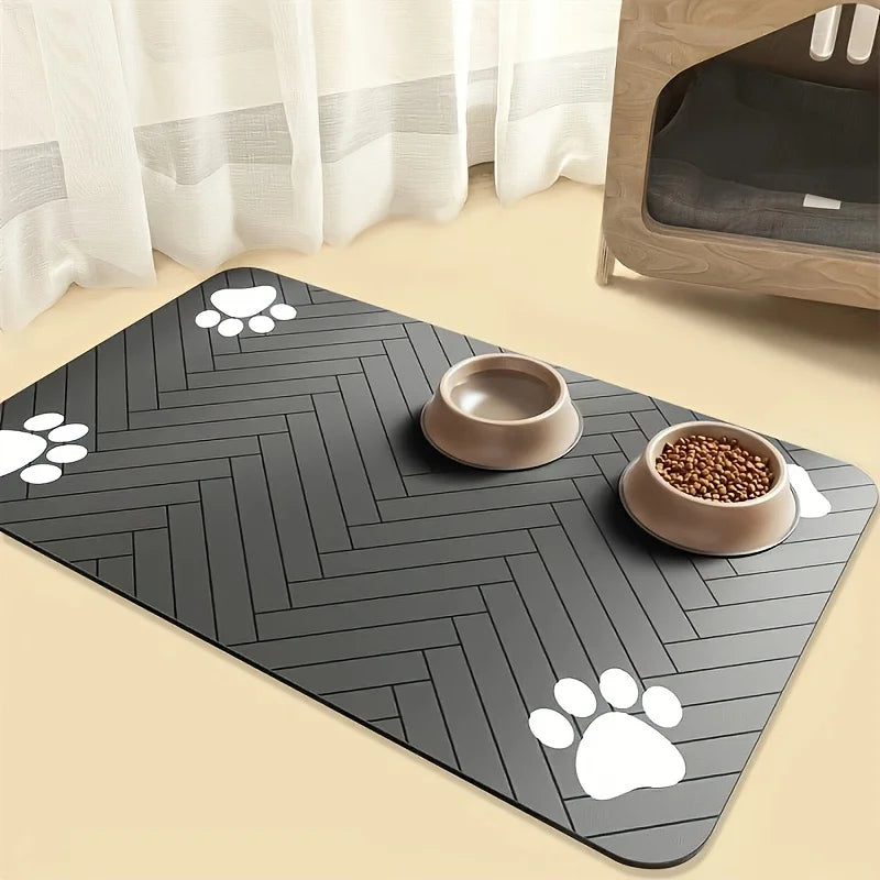 Waterproof Absorbent Pet Feeding Mat with Quick-Drying Technology and Non-Slip Rubber Base for Dogs and Cats