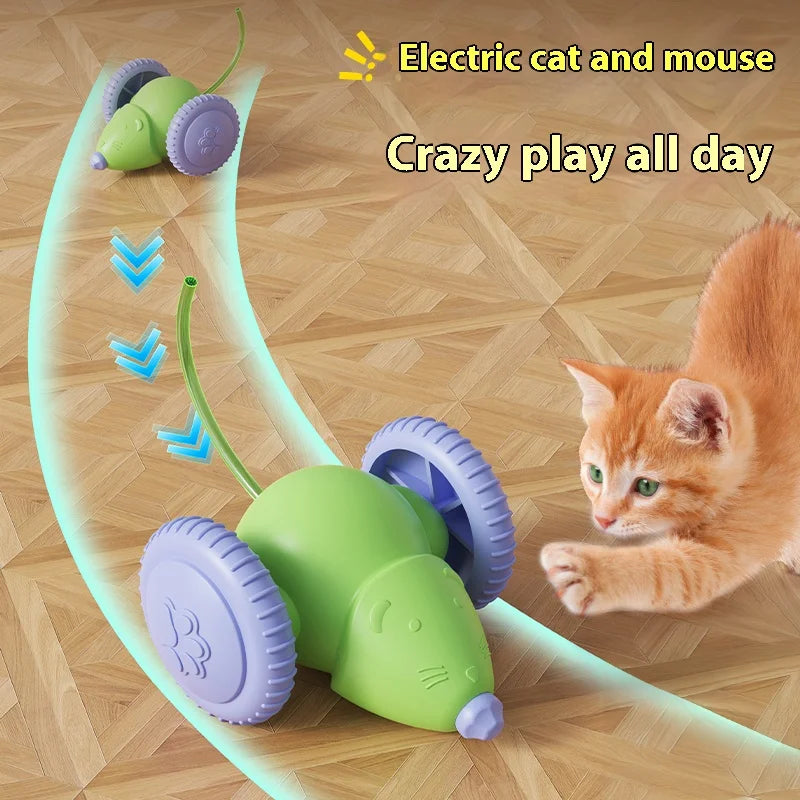 Interactive Electric Mouse Car Toy for Cats - Rechargeable Automatic Teaser with Intelligent Obstacle Avoidance