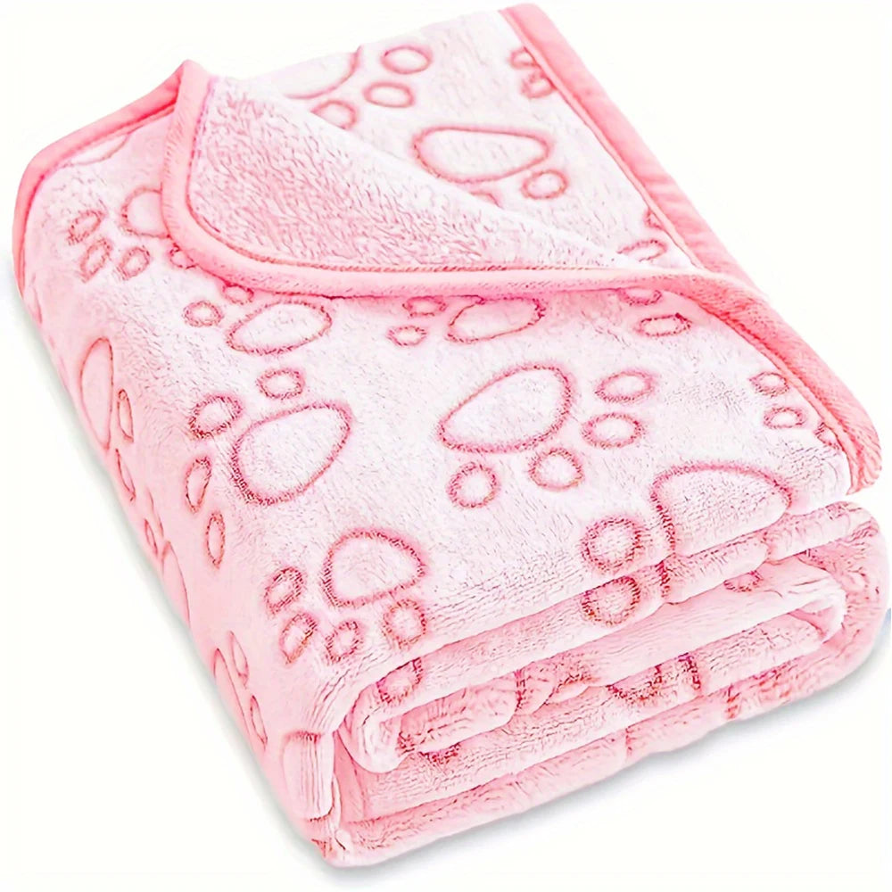 Premium Ultra-Soft Paw Print Dog Blanket - Machine Washable Cozy Pet Pillow Pad for Indoor and Outdoor Use - Ideal for Small to Large Pets