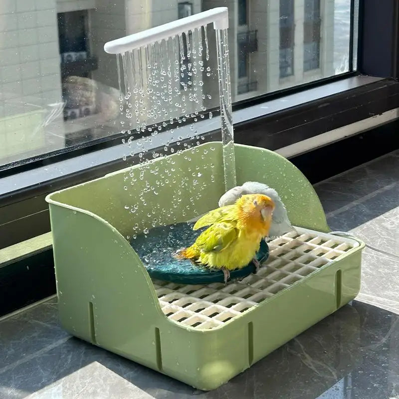 Electric Bathing Basin with Automatic Water Circulation for Budgerigars, Cockatiels, and Sun Conures