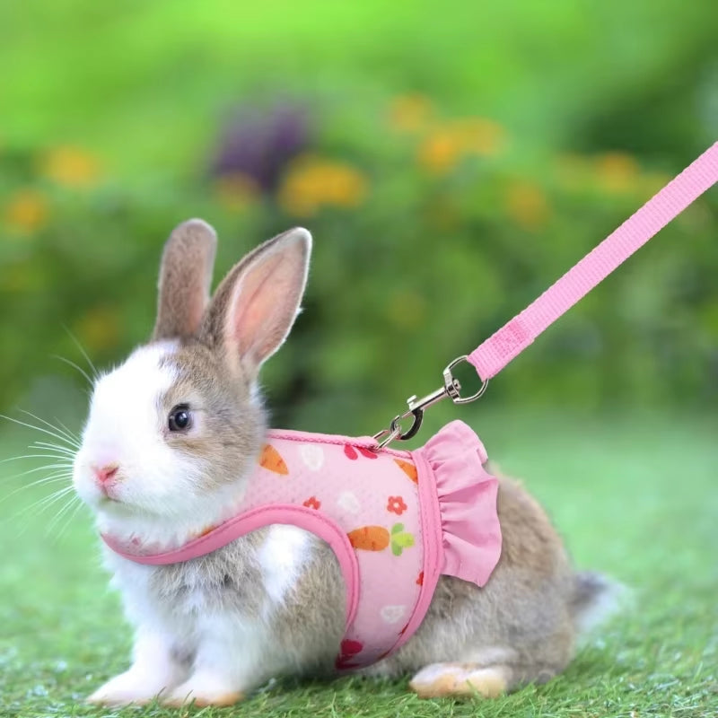 Adjustable Rabbit Harness and Leash - Breathable Mesh Vest with Skirt for Small Pets Including Bunnies and Guinea Pigs