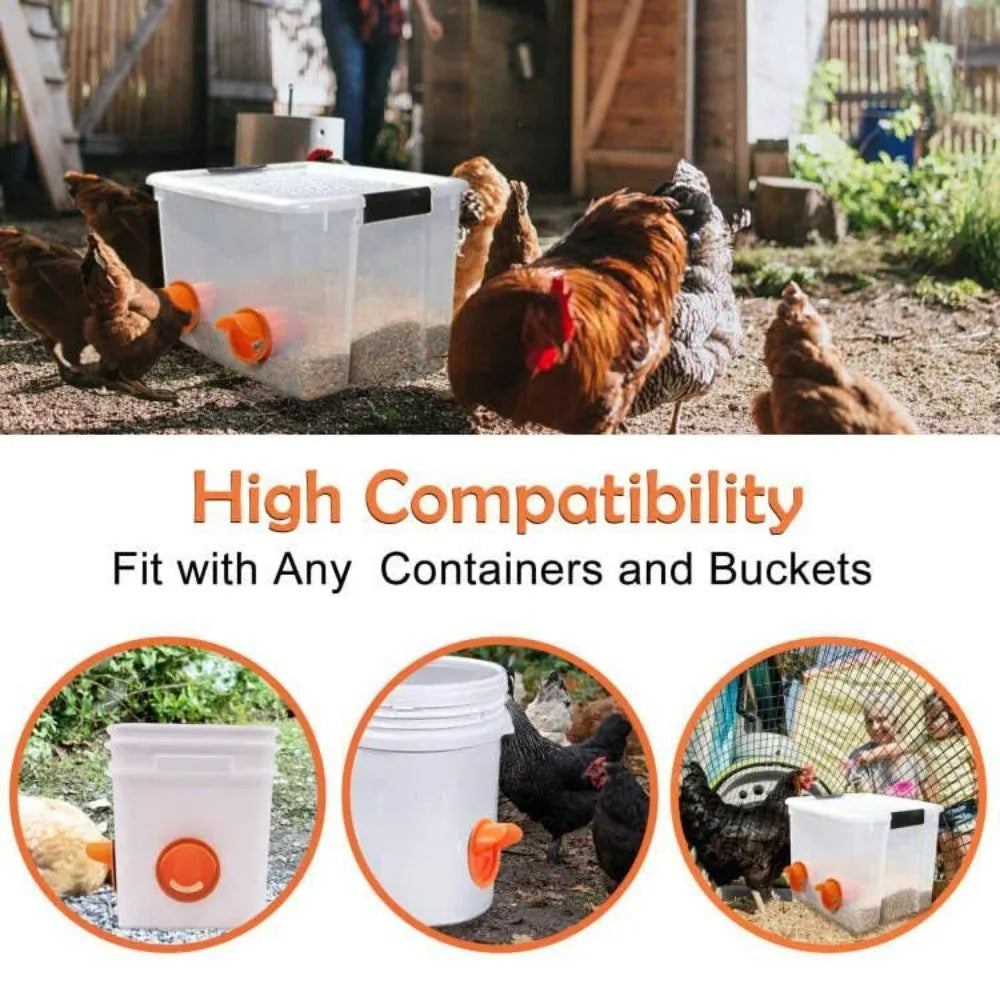 Automatic Gravity Poultry Feeder with Rainproof Design to Reduce Feed Waste for Chickens and Ducks