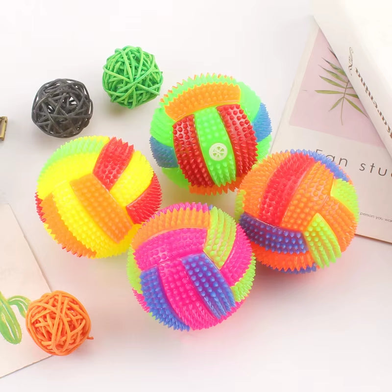 Luminous Elastic Sound Activation Massage Ball Toy for Dogs and Children - Bouncy Whistle Soccer Ball