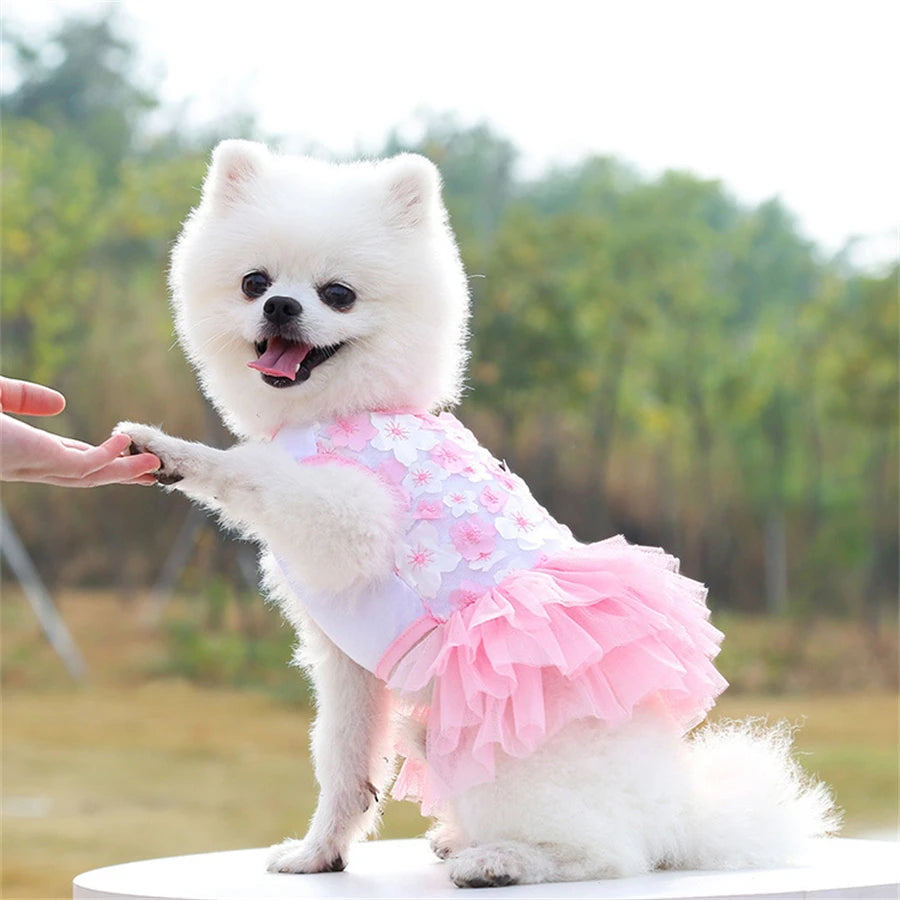 Floral Pullover Dress for Small Breeds - Breathable Woven Polyester Pet Apparel for Dogs and Cats, Ideal for Toy and Miniature Breeds