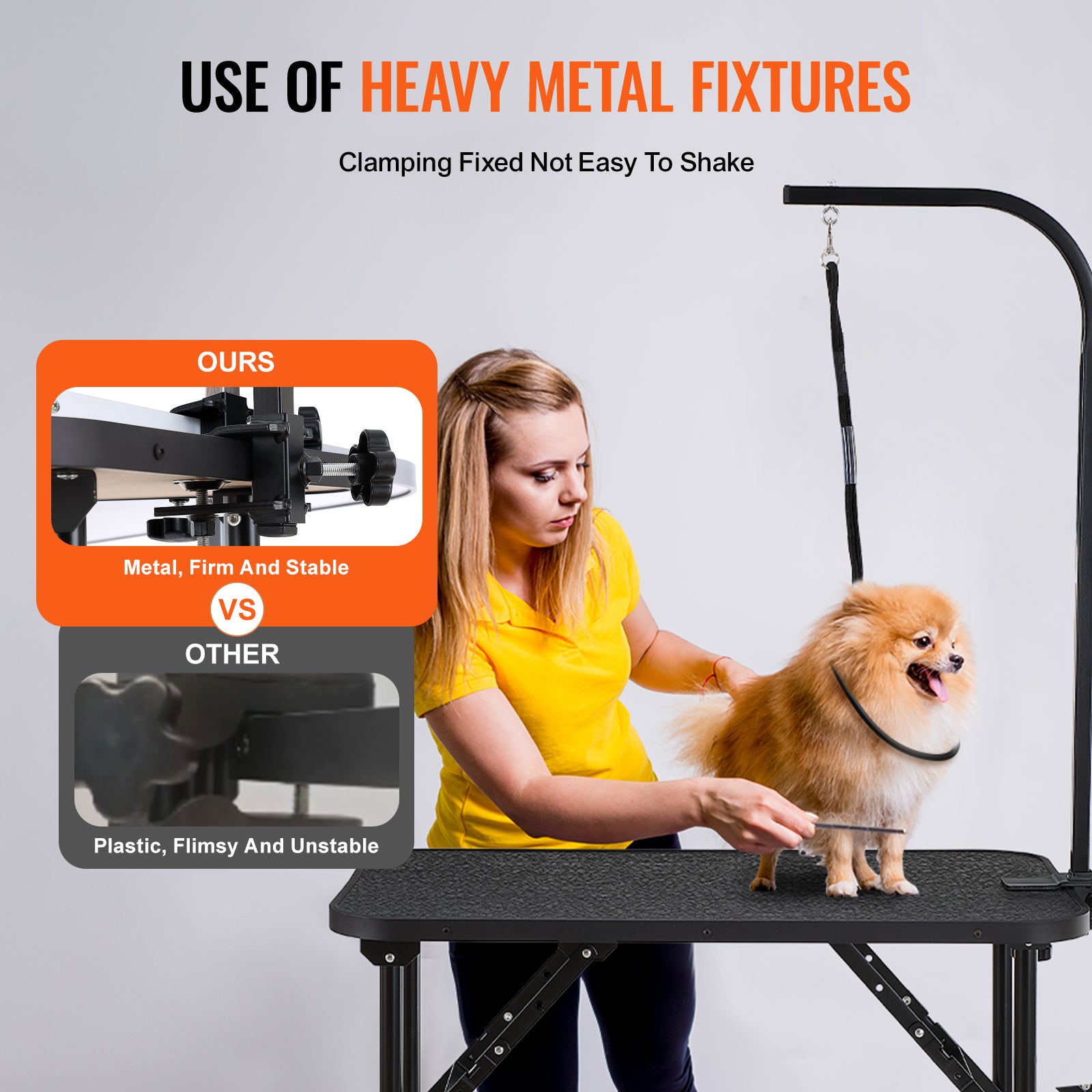 VEVOR Professional Pet Grooming Table with Adjustable Arm and Clamp, 32" x 18" Foldable Station for Medium and Small Dogs, Includes No-Sit Haunch Holder and Grooming Loop, Supports Up to 220 lbs