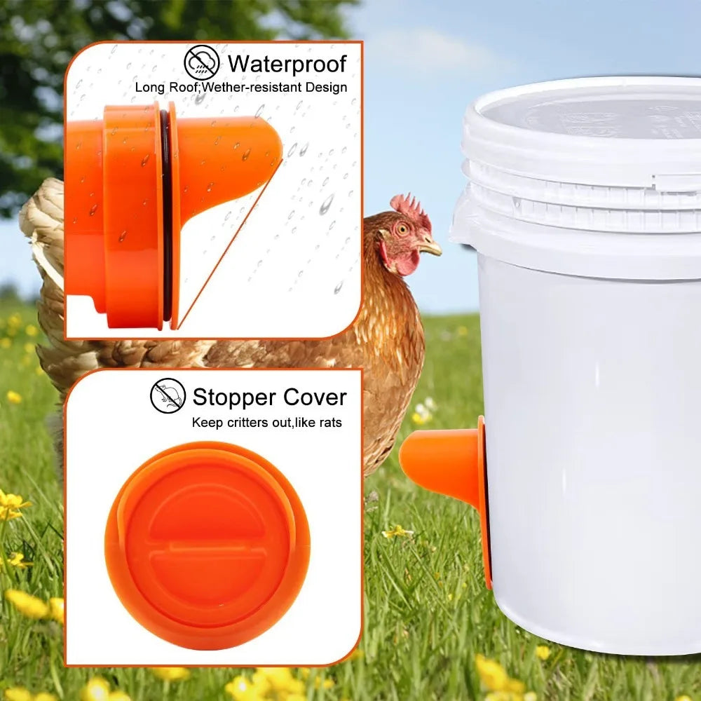 Automatic Gravity Poultry Feeder with Rainproof Design to Reduce Feed Waste for Chickens and Ducks