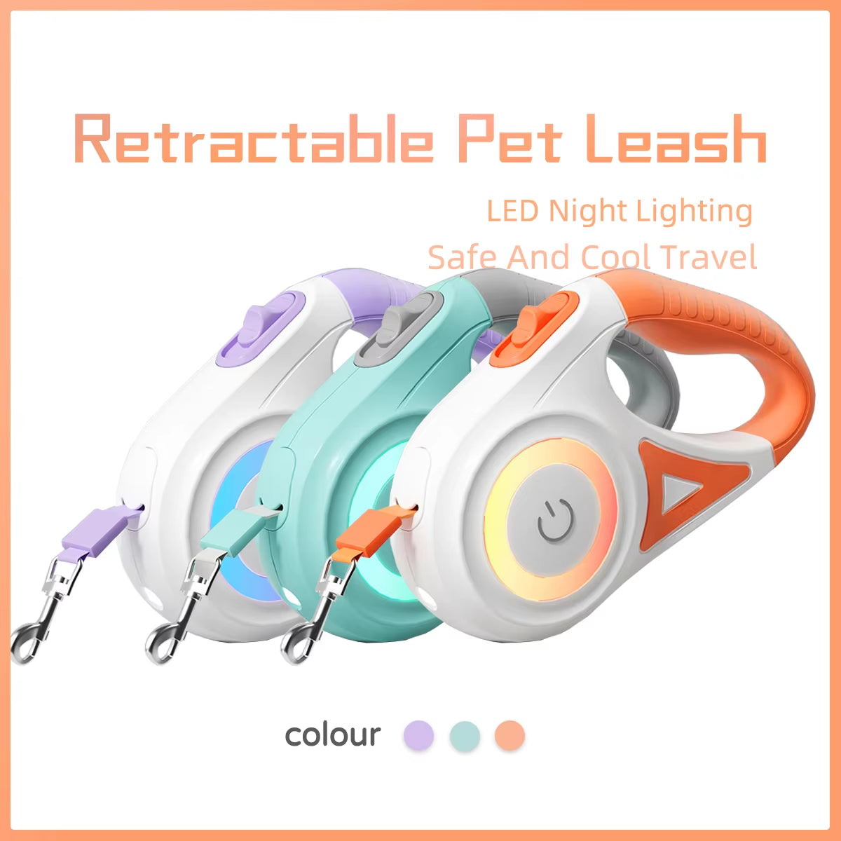 LED Retractable Dog Leash with Illumination for Small to Large Pets - Available in 3M and 5M Options with Included Harness and Collar Accessories