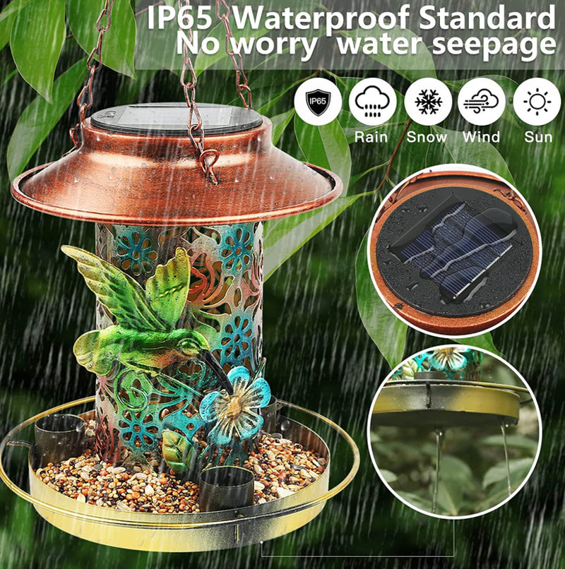 Solar-Powered Outdoor Bird Feeder - Durable Metal Design for Cardinals, Perfect Gift for Bird Lovers