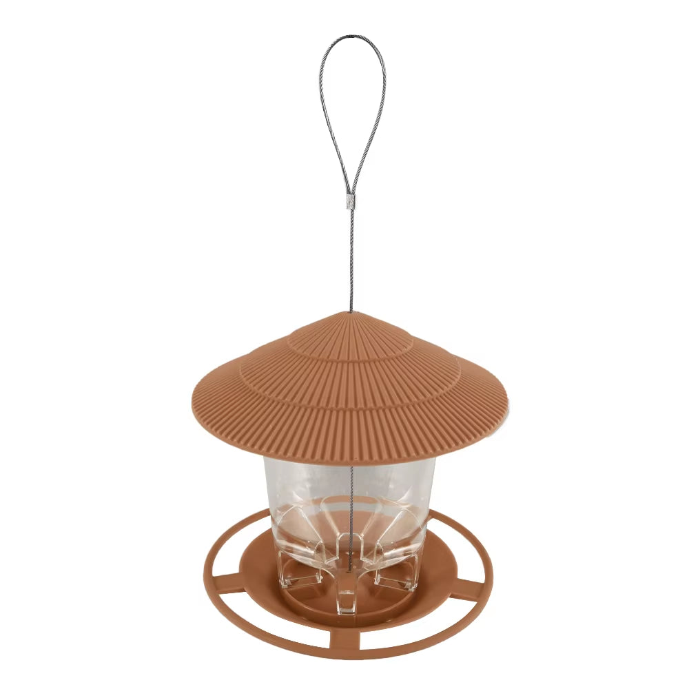 Automatic Outdoor Bird Feeder with Multi-Hole Dispenser and Hanging Nut Holder