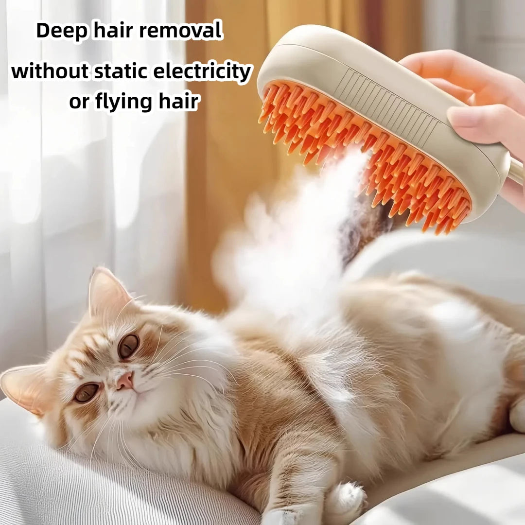 3-in-1 Electric Pet Grooming Brush with Steam Spray and Massage Function for Cats and Dogs