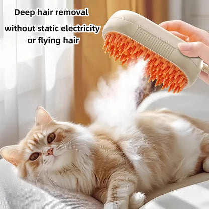 3-in-1 Electric Pet Grooming Brush with Steam Spray and Massage Function for Cats and Dogs