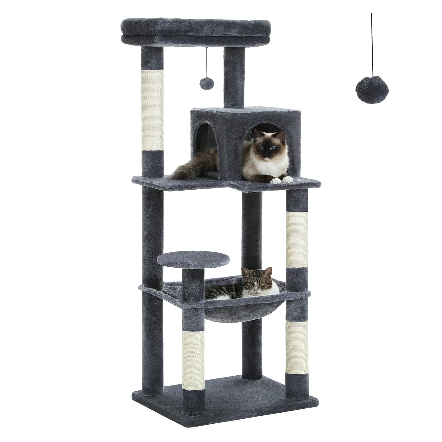 5-Level Indoor Cat Tree Tower for Large Cats with Spacious Hammock, Sisal Scratching Posts, Cozy Condo, and Elevated Perch