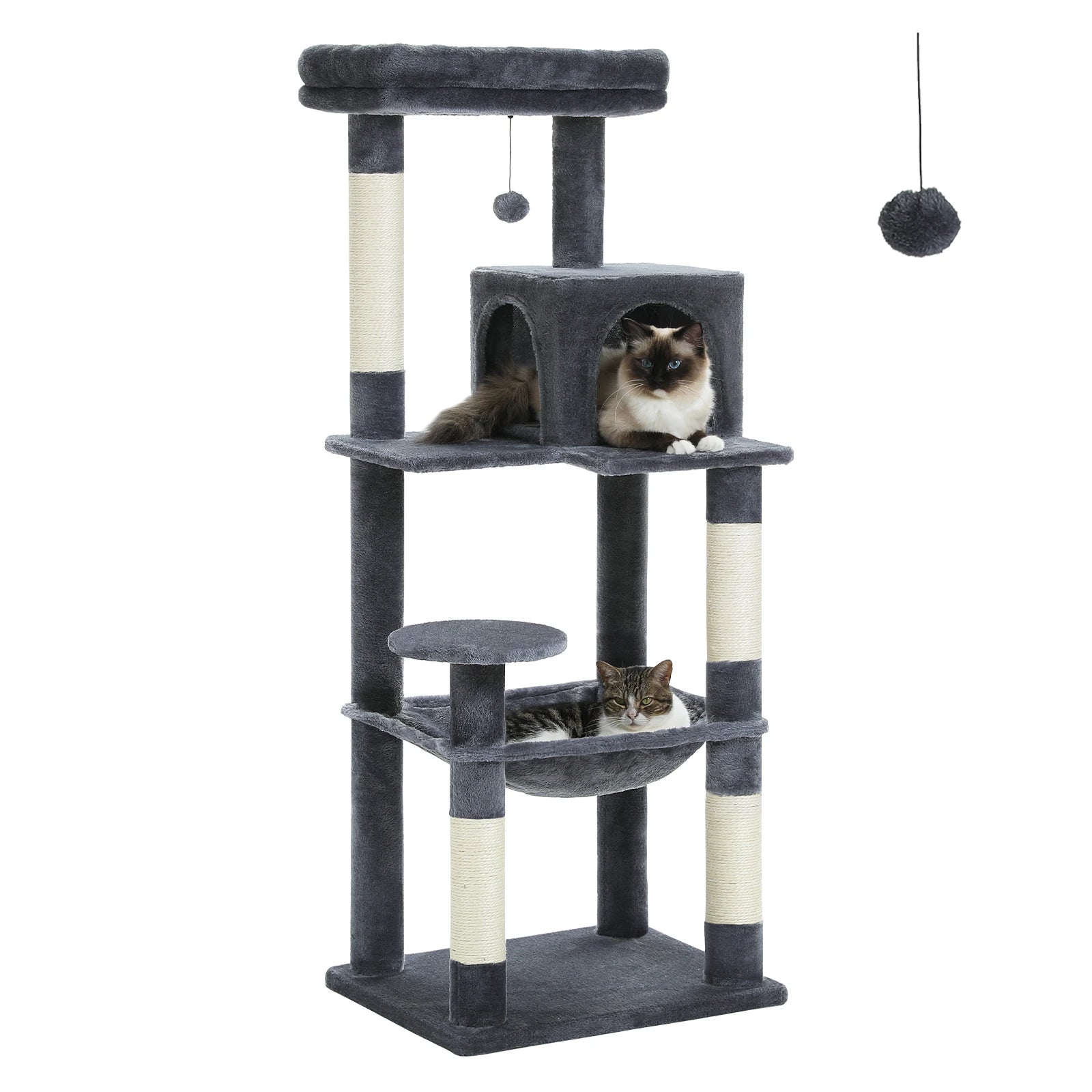 5-Level Indoor Cat Tree Tower for Large Cats with Spacious Hammock, Sisal Scratching Posts, Cozy Condo, and Elevated Perch