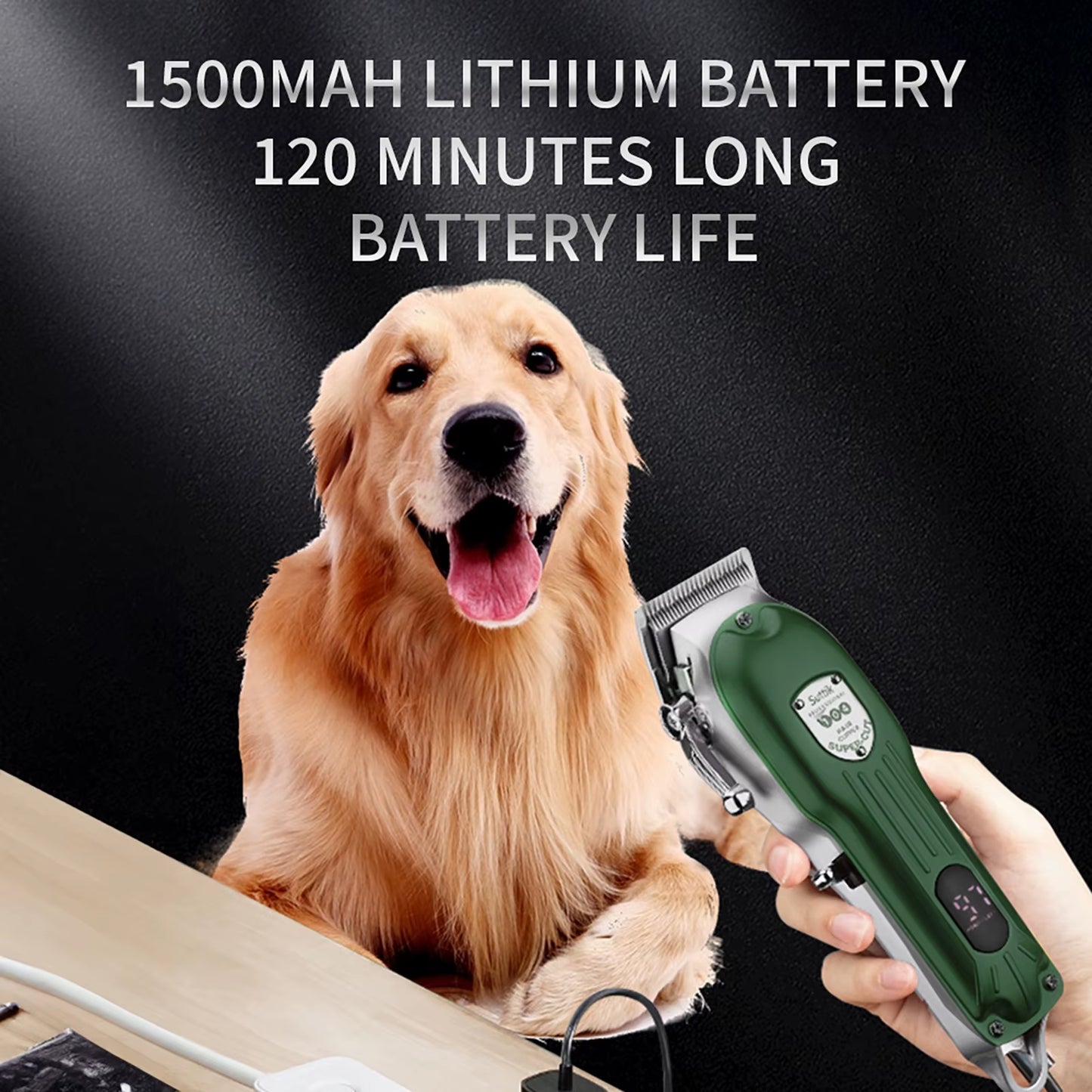 Premium Rechargeable Pet Hair Clipper - All-Metal Grooming Trimmer with Quiet Operation