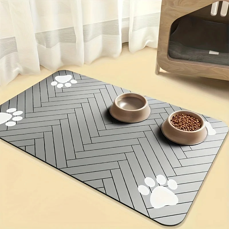 Waterproof Absorbent Pet Feeding Mat with Quick-Drying Technology and Non-Slip Rubber Base for Dogs and Cats