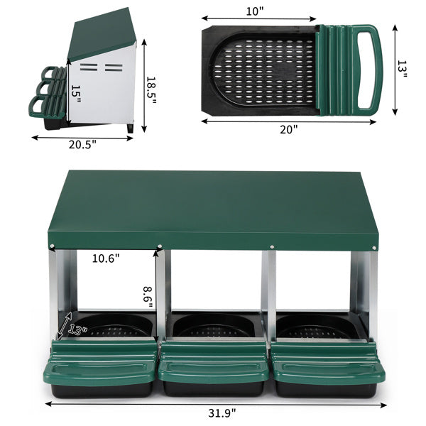 3-Compartment Chicken Feeding Trough