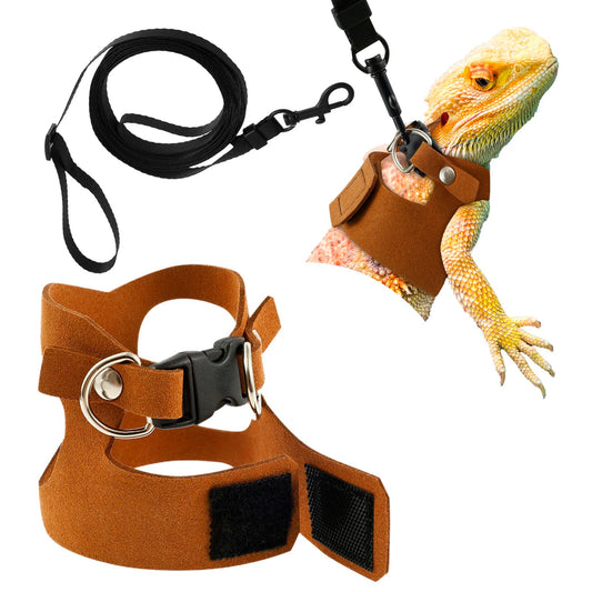 Adjustable 3-Piece Harness and Leash Set for Bearded Dragons, Chameleons, and Amphibians