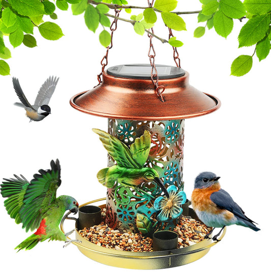 Solar-Powered Outdoor Bird Feeder - Durable Metal Design for Cardinals, Perfect Gift for Bird Lovers