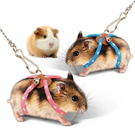 Adjustable Soft Leash Set for Small Pets - Ideal for Birds, Mice, Hamsters, Ferrets, and Guinea Pigs - Durable Bite-Resistant Pigskin Strap