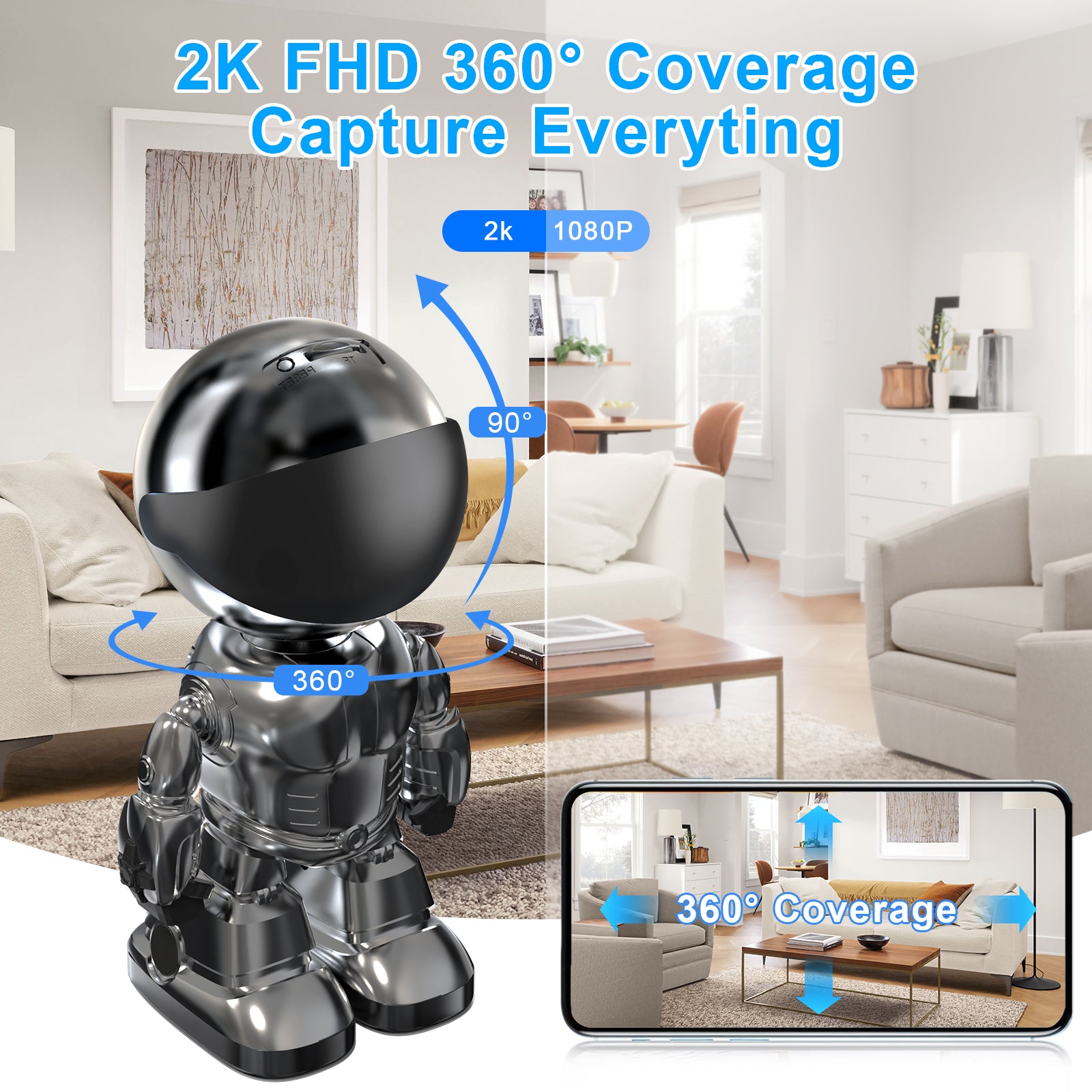 3MP Smart Robot IP Camera with WiFi - HD Home Security and Baby Monitor with Remote Control