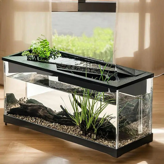 Acrylic Clear Desktop Aquarium with Integrated Filter and Air Pump - Comprehensive Starter Kit for Small Fish Tanks in Home or Studio Decor