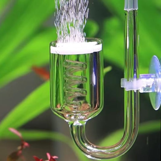 Aquarium Glass Spiral CO2 Diffuser with Suction Cup - Carbon Dioxide Atomizer for Aquatic Environments