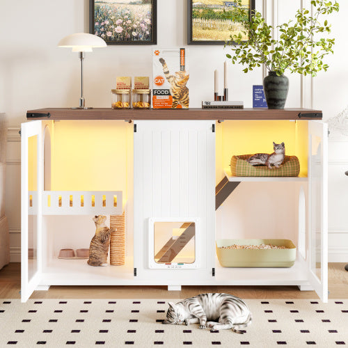 Large Cat Litter Box Enclosure With LED Light