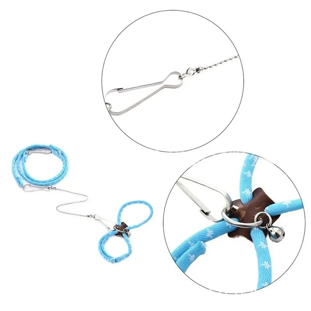 Adjustable Soft Leash Set for Small Pets - Ideal for Birds, Mice, Hamsters, Ferrets, and Guinea Pigs - Durable Bite-Resistant Pigskin Strap