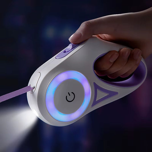 LED Retractable Dog Leash with Illumination for Small to Large Pets - Available in 3M and 5M Options with Included Harness and Collar Accessories