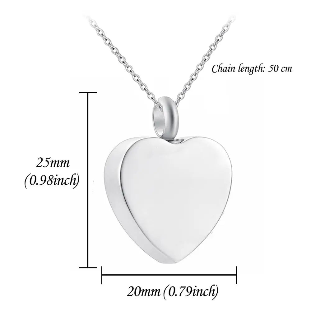 Silver Heart Cremation Jewelry Pendant Necklace for Pet Ashes - Memorial Keepsake with Funnel Filling Tool
