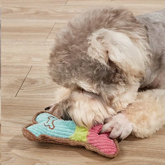 Plush Squeaky Dog Chew Toy - Bone-Shaped Design for Small to Medium Breeds, Perfect for Aggressive Chewers and Dental Health