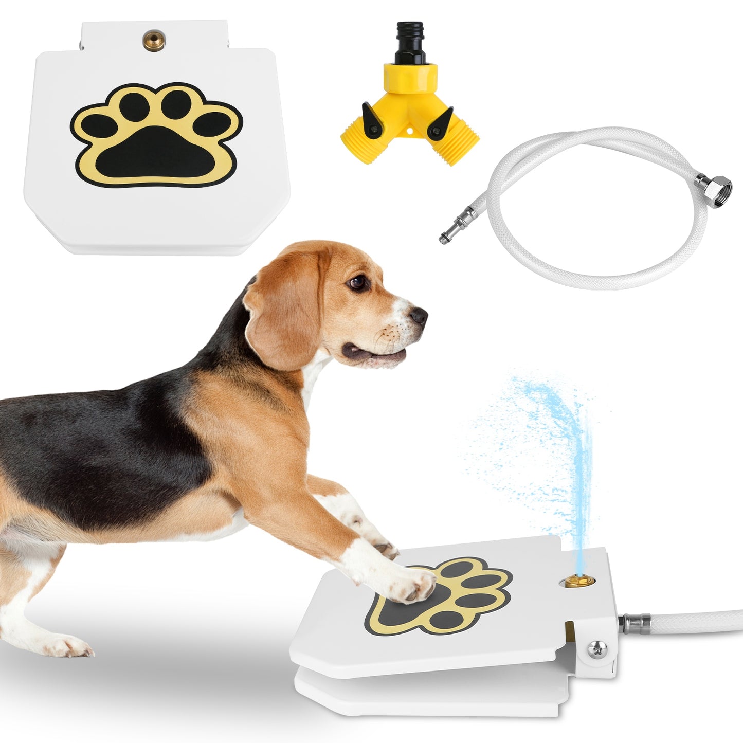 Outdoor Dog Water Fountain - Step-Activated Pet Water Dispenser with Interactive Paw Pedal Valve