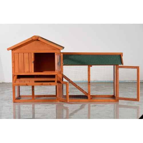 Large Wooden 2 Story Outdoor Rabbit Hutch With Asphalt Roof