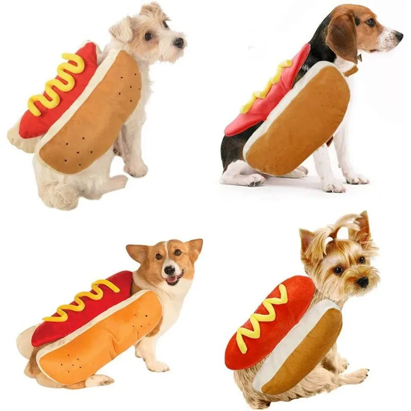 Dachshund-Inspired Hot Dog Halloween Costume - Adjustable Pet Apparel for Cats and Dogs