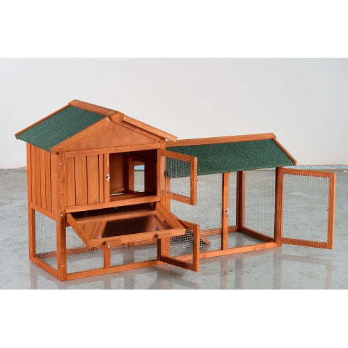 Large Wooden 2 Story Outdoor Rabbit Hutch With Asphalt Roof