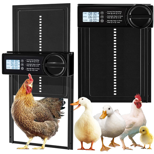 Automatic Battery-Powered Chicken and Duck Coop Door with Timer, Manual Control, and LED Display
