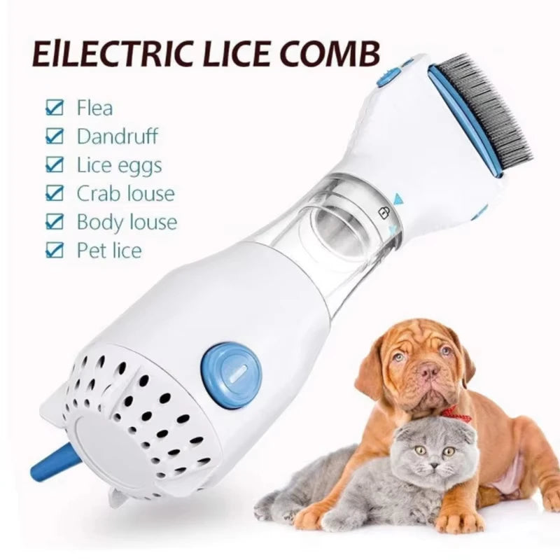 Electric Pet Lice and Flea Removal Comb: 3-in-1 Physical Brush for Cat and Dog Grooming | Chemical-Free and Versatile Solution